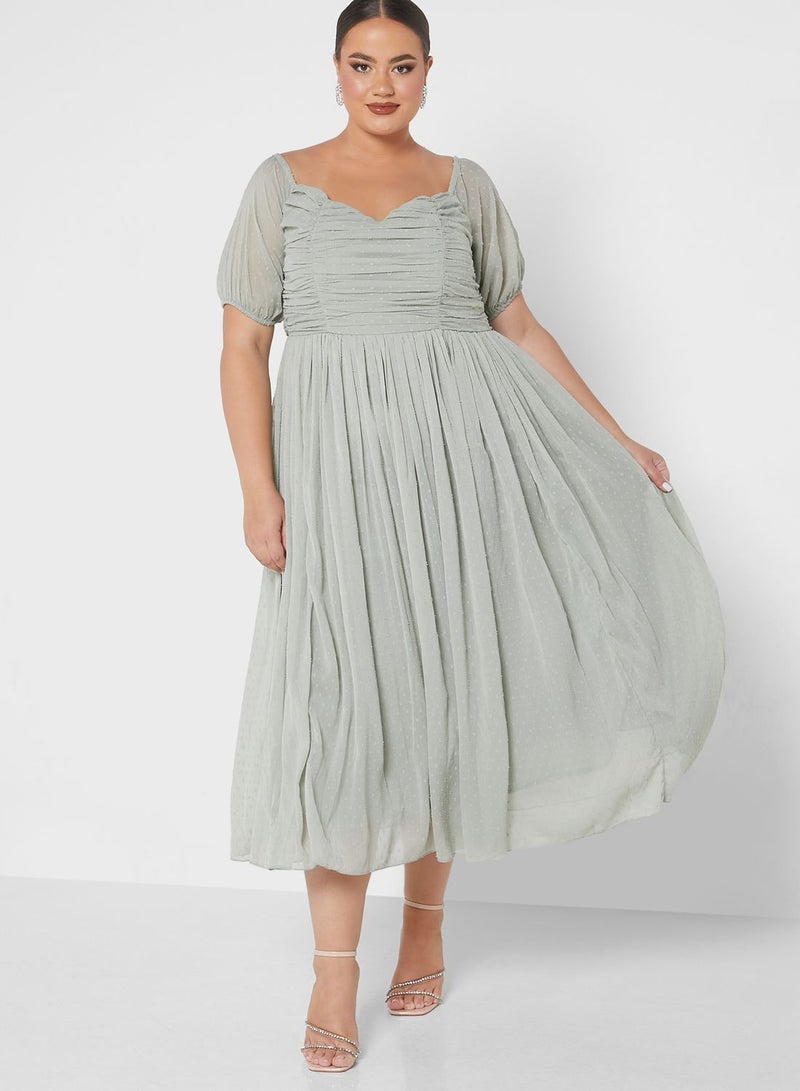 Anaya with Love Curve - Puff Sleeve Plisse Dress - Image 1