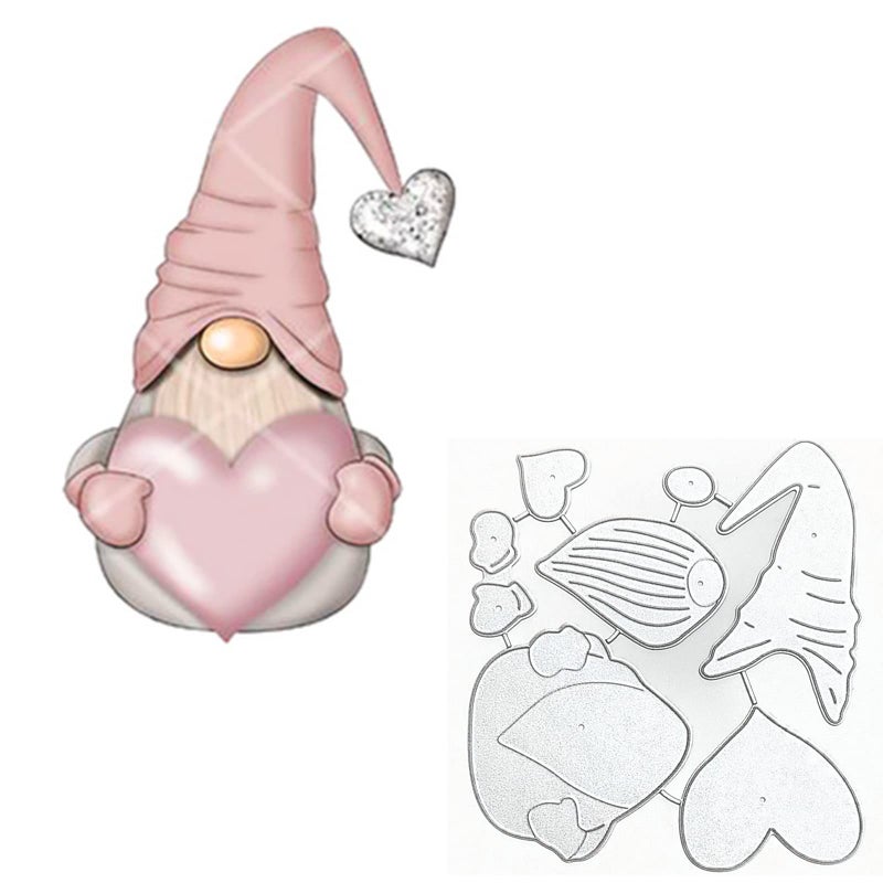 Love Heart Gnomes Metal Die Cuts Cute Cheerful Christmas Santa Cutting Dies Cut Stencils for DIY Scrapbooking Photo Decorative Embossing Paper Dies for Scrapbooking Card Making