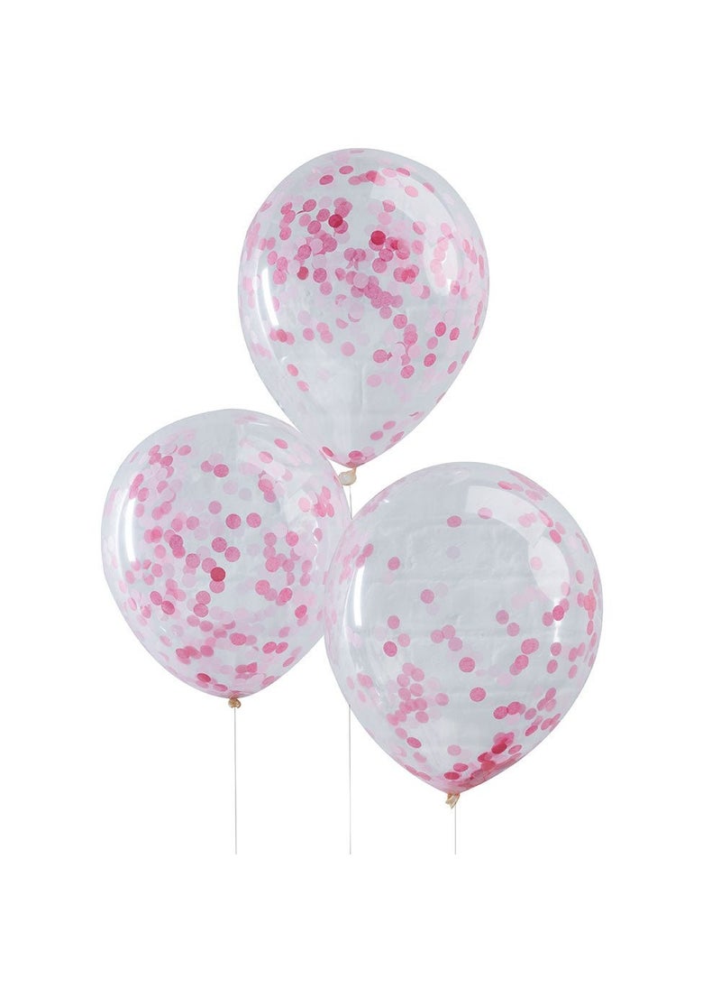 جينجر راي بالونات كونفيتي وردية شفافة 30 سم عبوة من 5 قطع - Image 1