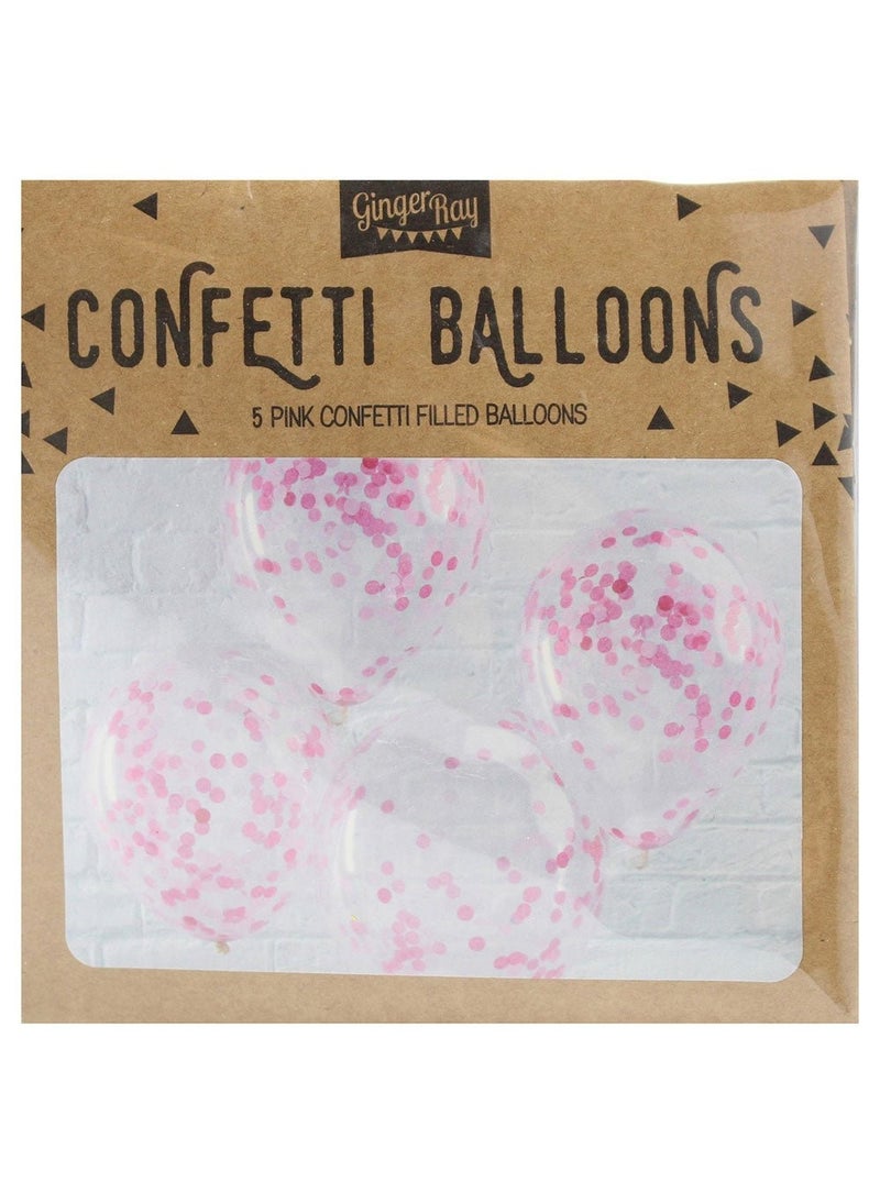 جينجر راي بالونات كونفيتي وردية شفافة 30 سم عبوة من 5 قطع - Image 4