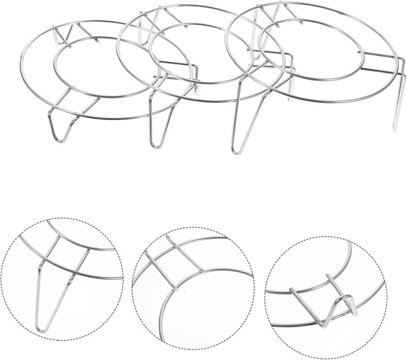 Unomor 3pcs Stainless Steel Steaming Rack Round for Cooking Pot Fish Eggs Vegetables Seafood - Image 4