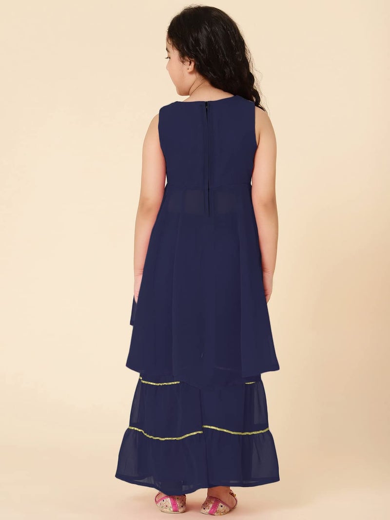 A.T.U.N. (ALL THINGS UBER NICE) Girls Ethnic Indo-Western Embroidered Sharara Set - Image 5