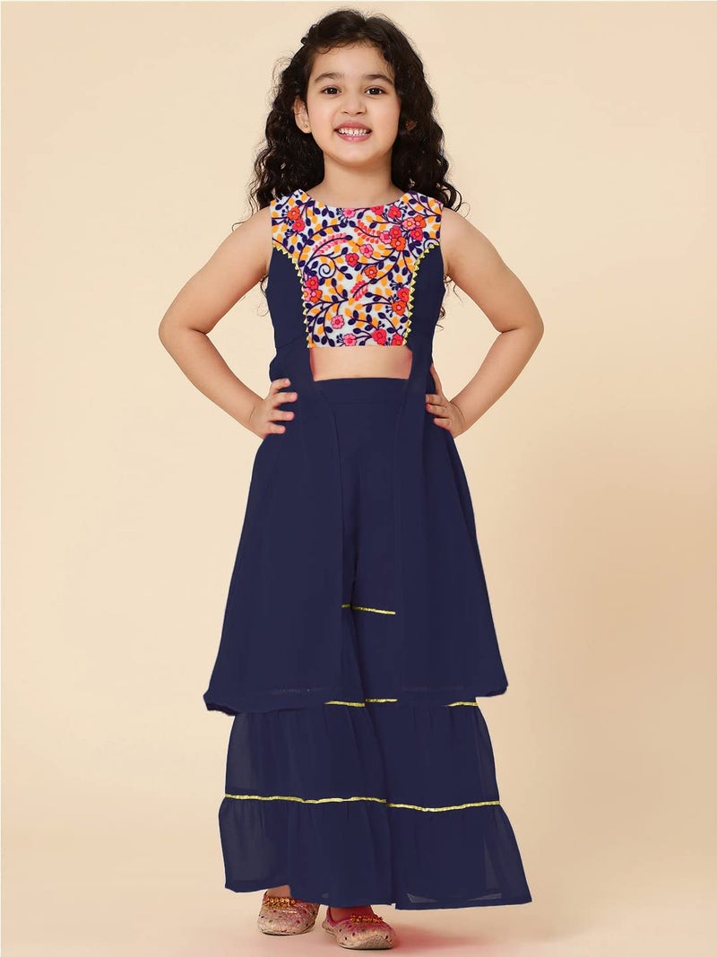 A.T.U.N. (ALL THINGS UBER NICE) Girls Ethnic Indo-Western Embroidered Sharara Set - Image 4