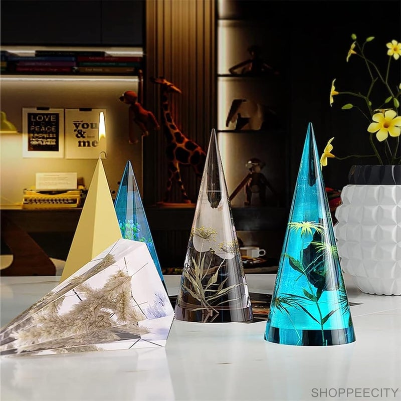 Shoppeecity Cone Shaped Candle Mold I 3D Conical Pillar Acrylic Candlestick Wax Mould I Modern Creative Shape Molds I for DIY Handmade Ornament Cake Dcor Aromatherapy Art Craft Making Plain - Image 2