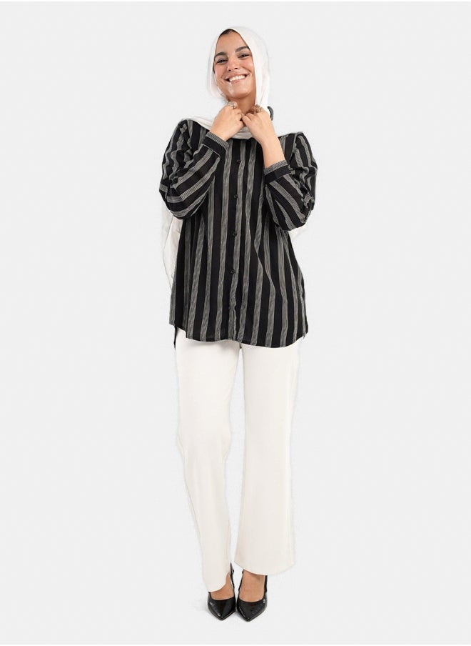 Clue Rayon Striped Shirt  - Image 1