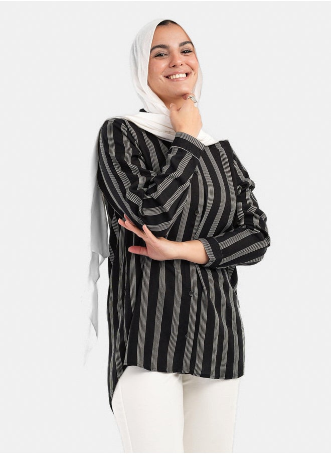 Clue Rayon Striped Shirt  - Image 2