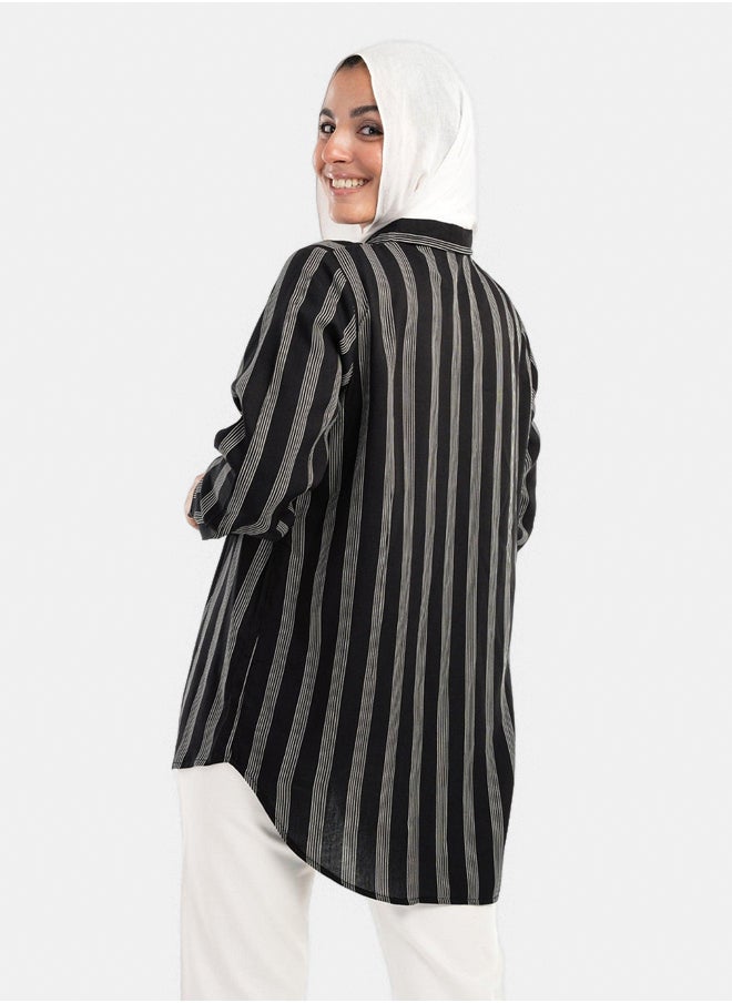 Clue Rayon Striped Shirt  - Image 3