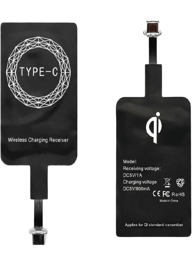 Wireless QI Type-C USB Charging Power Adapter For Android/IPhone Black