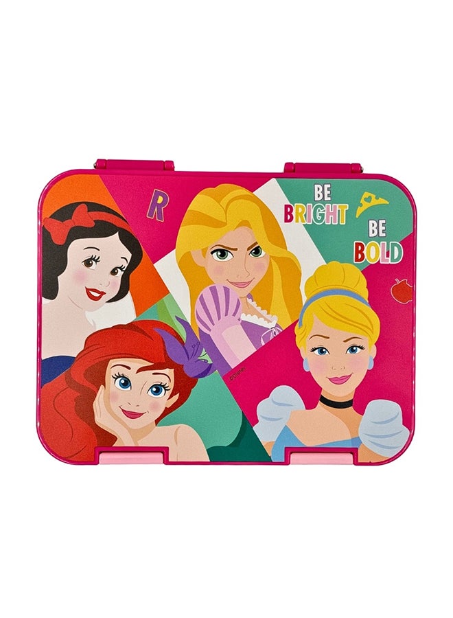Disney Tiny Wheel Princess Kids Bento Lunch Box, 4-Compartment Tritan School Food Container with Double Buckle Locks, Leak-Proof & BPA-Free - Image 1