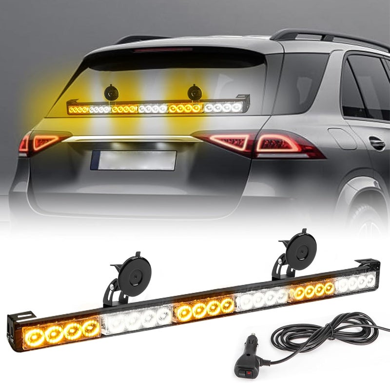 FEELOTAM TeddyTT Amber White Emergency Strobe Lights 27 Inch LED Traffic Advisor Light Bar - Image 2