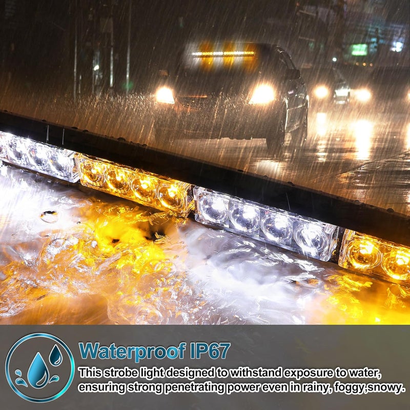 FEELOTAM TeddyTT Amber White Emergency Strobe Lights 27 Inch LED Traffic Advisor Light Bar - Image 3