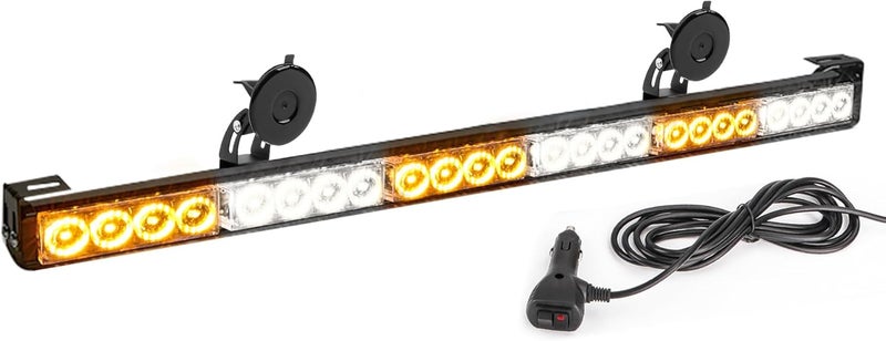 FEELOTAM TeddyTT Amber White Emergency Strobe Lights 27 Inch LED Traffic Advisor Light Bar - Image 1