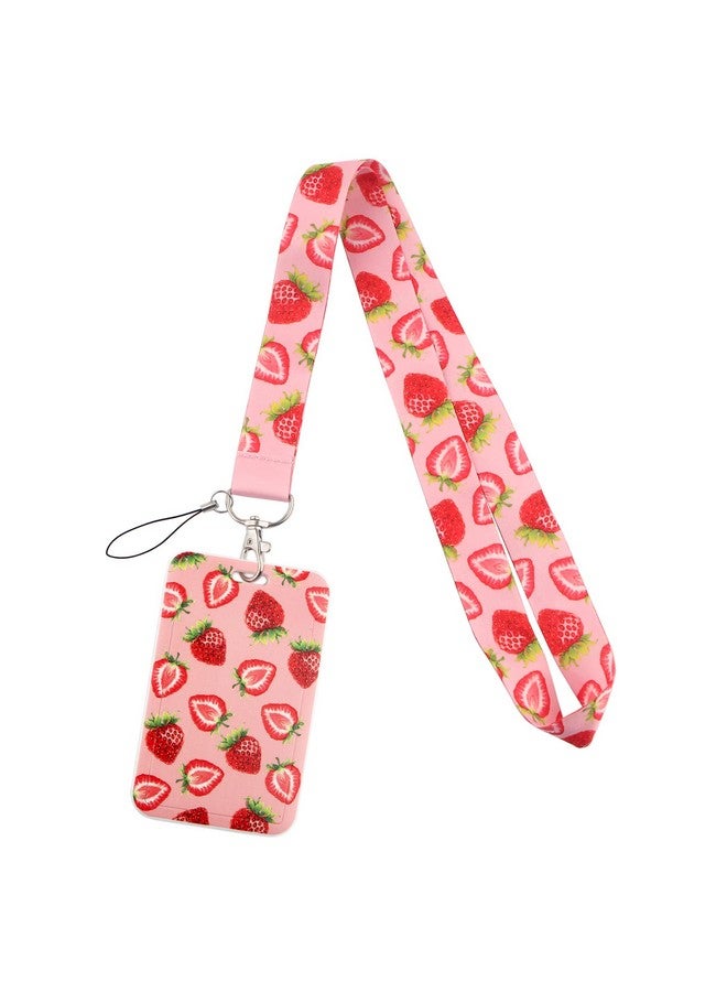 DMLSKY Strawberry Lanyard With Id Holder Cute Keychain Neck Strap Lanyard For Name Badges Cards - Image 1