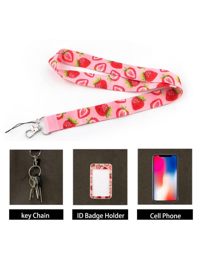 DMLSKY Strawberry Lanyard With Id Holder Cute Keychain Neck Strap Lanyard For Name Badges Cards - Image 3