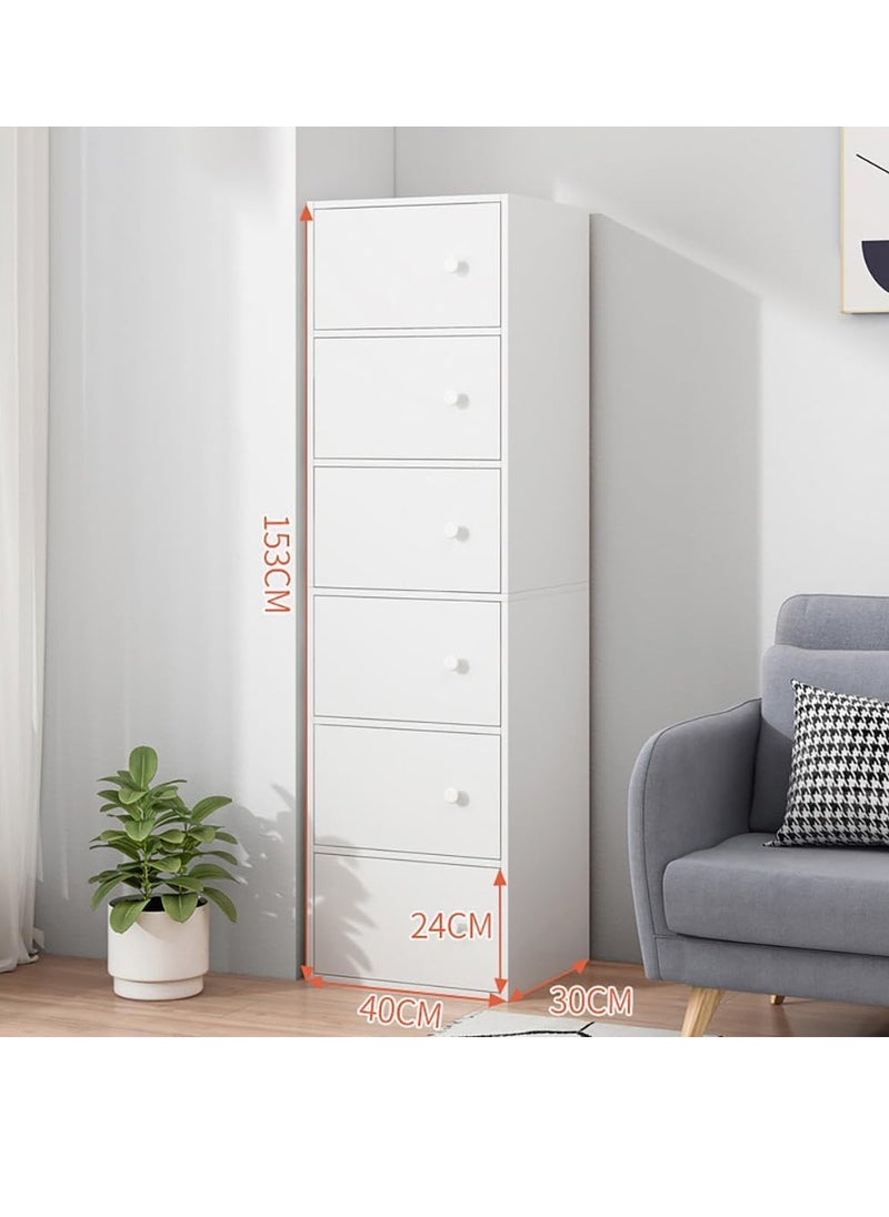JOMILA Bookcase living room wall cabinet with door bedroom storage cabinet modern minimalist office simple floor-to-ceiling bookshelf (White, 40x30x153cm)  - Image 2