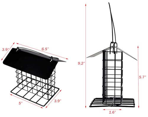 Mcage Durable Roof Top Bird Parrot Suet Reusable Feeder Stand for Outside Garden Yard Patio Hanging Metal Suet Cake Holder Squirrel Proof Weatherproof for Wild Hummingbird Woodpecker - Image 4