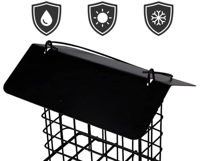 Mcage Durable Roof Top Bird Parrot Suet Reusable Feeder Stand for Outside Garden Yard Patio Hanging Metal Suet Cake Holder Squirrel Proof Weatherproof for Wild Hummingbird Woodpecker - Image 5
