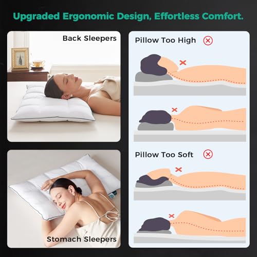Three Geese Ultra Thin Flat Goose Down Feather Pillows for Sleeping Standard Size, 2.5" Height, 100% Cotton Cover, Ultra Slim Hotel Collection Bed Pillow for Stomach, Back Sleeper, 18x26 in. - Image 5
