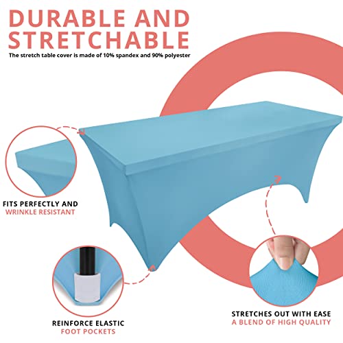 Utopia Kitchen Spandex Tablecloth 2 Pack [6FT, Blue Mist] Tight, Fitted, Washable and Wrinkle Resistant Stretch Rectangular Patio Table Cover for Event, Wedding, Banquet & Parties [72Lx30Wx30H Inch] - Image 5