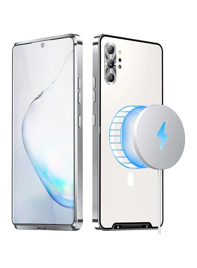 Case for Galaxy Note 10 Plus, Compatible with Mag-safe Magnetic Adsorption Metal Bumper Back Translucent Matte PC Cover for Galaxy Note 10 Plus  - Image 1