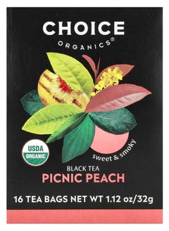Choice Organic Teas Black Tea Picnic Peach 16 Tea Bags 1.12 oz (32 g) 