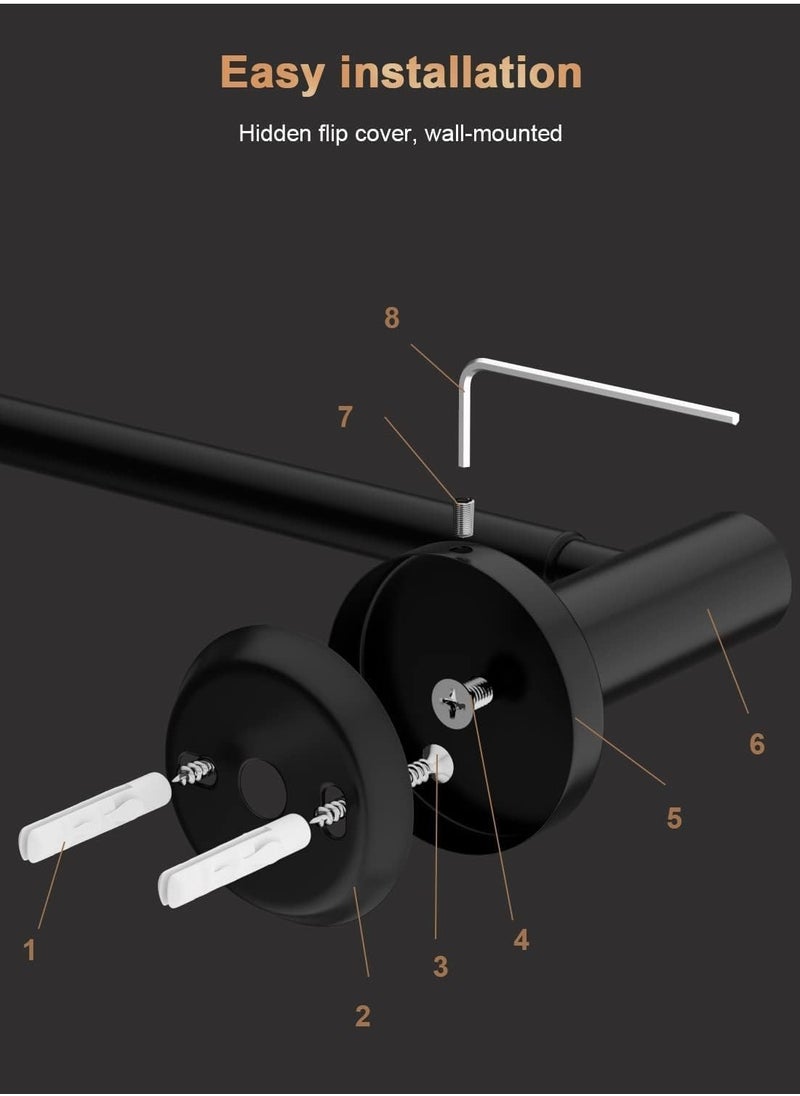 MIXDE Steel Towel Rail, 40-70cm Adjustable Wall Mounted Towel Holder with Screws, Expandable Polished Towel Bar Rack for Bathroom Kitchen Accessory  - Image 5