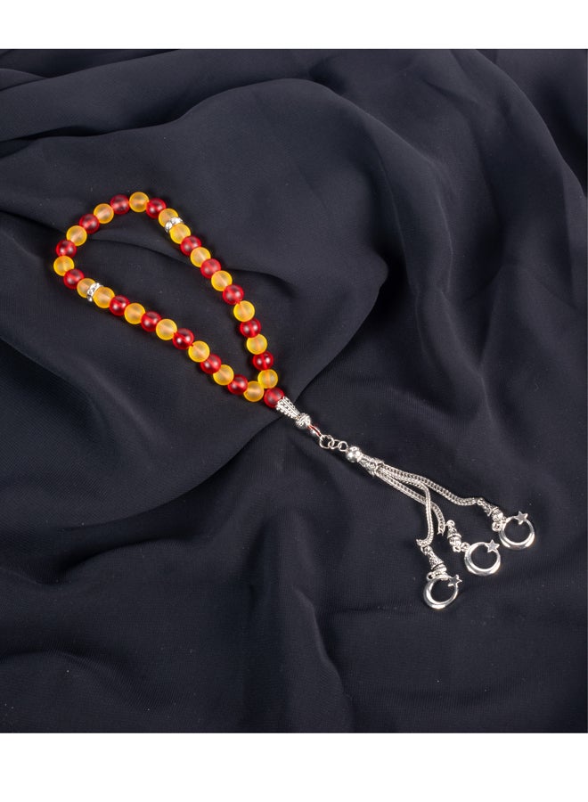 The Black Pearl Accessories Fabulous Red & Yellow Opal Stone Prayer Bead of 33 Beads - Image 1