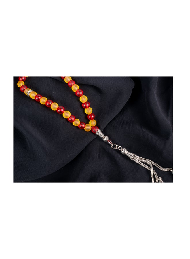 The Black Pearl Accessories Fabulous Red & Yellow Opal Stone Prayer Bead of 33 Beads - Image 3
