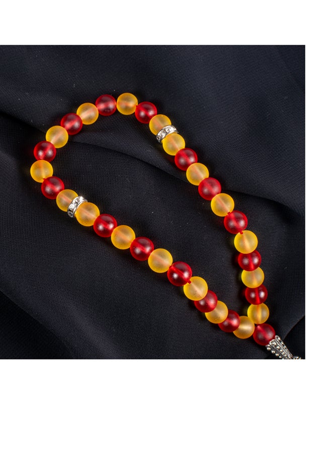 The Black Pearl Accessories Fabulous Red & Yellow Opal Stone Prayer Bead of 33 Beads - Image 4