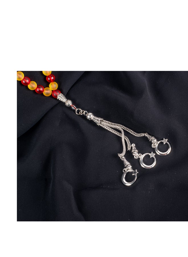 The Black Pearl Accessories Fabulous Red & Yellow Opal Stone Prayer Bead of 33 Beads - Image 2