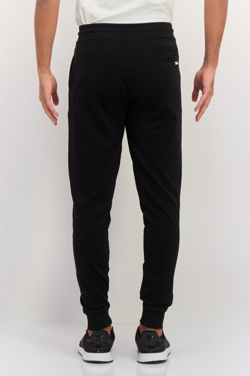 Gazzarrini Men Regular Fit Drawstring Solid Jogger Pants, Black  - Image 4