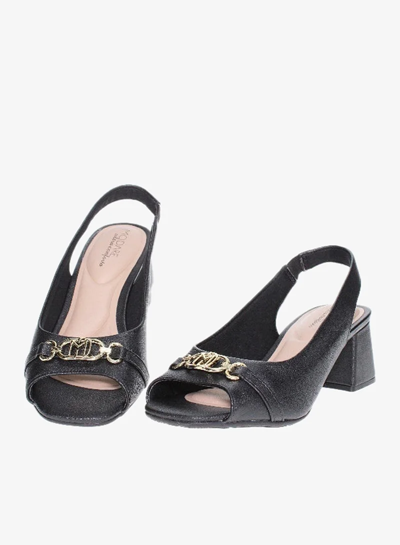 Modare Black Mid Heels Sandals for Women – Sling Back Heel Sandals for Girls with Ankle Strap for Women | Best Price UAE