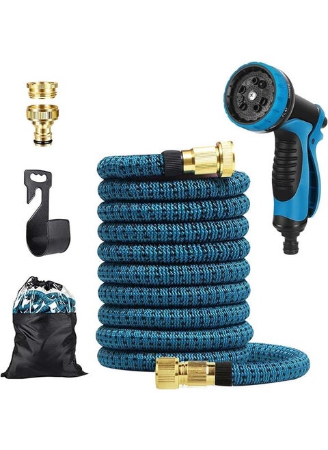 Flexible Garden Hose 100ft, Expandable Water Hose with 10 Shower Adapter, Brass Hanger, Irrigation, Gardening, Retractable, Heavy Duty Hose, 4-Layer Latex Core