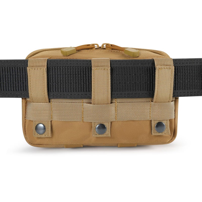 FRTKK Tactical Molle Admin Pouch Utility Laser Cut EDC Tool Pouch Bag Horizontal Modular Pouches Include US Flag Patch and Keychain (Tan) - Image 5