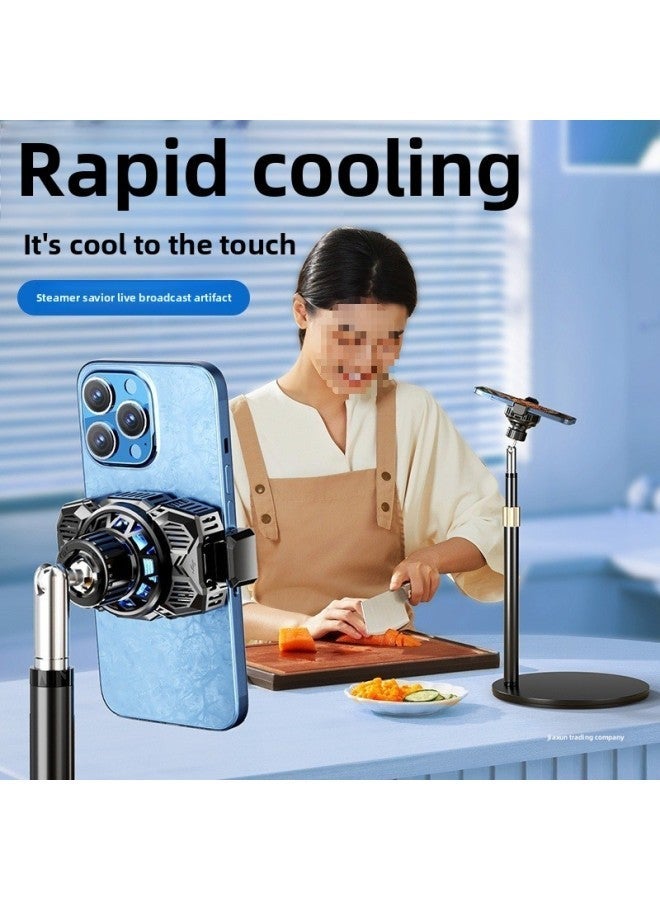 Mobile Phone Radiator Cooling Semiconductor Refrigeration Mute Game Water-cooled Back Clip Live Liftable Bracket With Wind-Color:Semiconductor Tec Refrigerator - No Black - Image 2