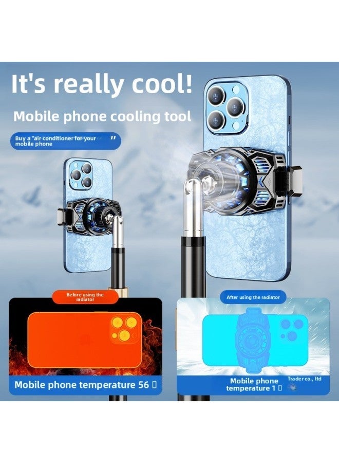 Mobile Phone Radiator Cooling Semiconductor Refrigeration Mute Game Water-cooled Back Clip Live Liftable Bracket With Wind-Color:Semiconductor Tec Refrigerator - No Black - Image 4