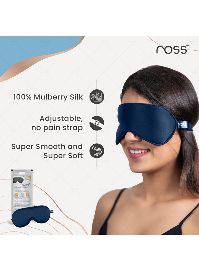 ROSS قناع النوم من روس 100% حرير التوت، ناعم للغاية لتغطية العينين (أزرق) - Image 2