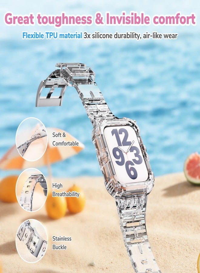 ANCOOL Compatible with Apple Watch Clear Band 41mm 40mm 38mm for Women Men, Crystal Bands with Bumper Case for iWatch Series 9 8 7 SE 6 5 4 3 2 1, Clear - Image 3