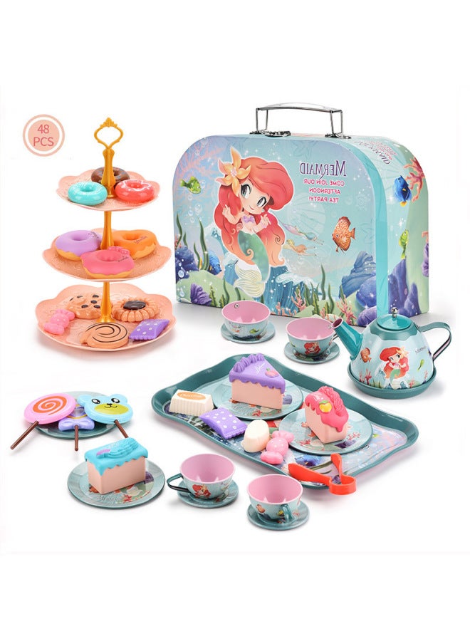 Simulation Afternoon Tea Play Home Toy Dessert Tableware Suitcase Children's Kitchen 3-6 Years Old Girl Toys-Color:M8060 Portable Gift Box - Image 5