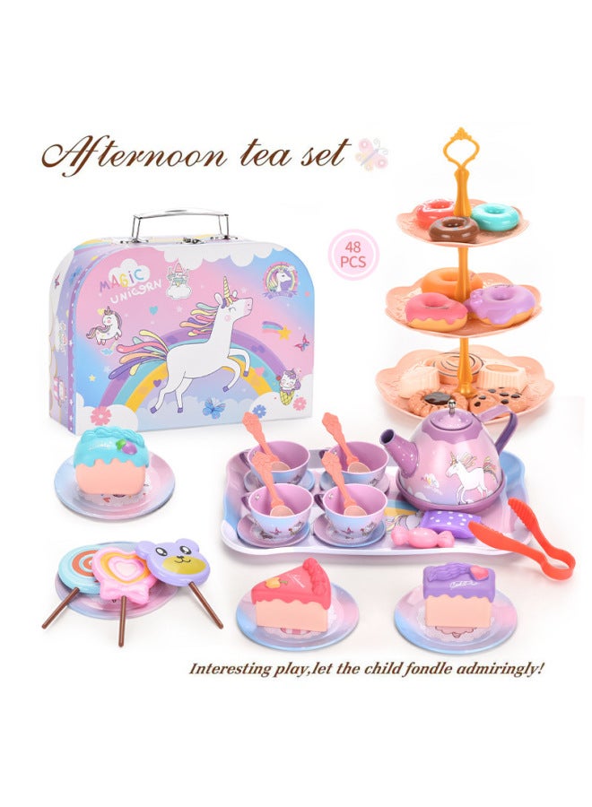 Simulation Afternoon Tea Play Home Toy Dessert Tableware Suitcase Children's Kitchen 3-6 Years Old Girl Toys-Color:M8060 Portable Gift Box - Image 4