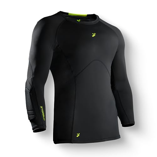 Storelli BodyShield Goalkeeper Light Matchday 3/4 Undershirt, Compression Shirt, Sports Accessories, Turf Protection, Lightweight, UV Resistant, Sweat Wicking, Men & Youth Sizes, Black, Large - Image 1
