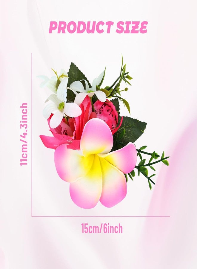 Cinaci 6 Pieces Hawaiian Beach Artificial Tropical Plumeria Flower Alligator Hair Clips Barrettes Hairpins Accessories for Women Girls (Multicolor S1) - Image 2