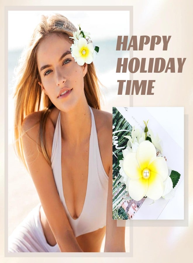 Cinaci 6 Pieces Hawaiian Beach Artificial Tropical Plumeria Flower Alligator Hair Clips Barrettes Hairpins Accessories for Women Girls (Multicolor S1) - Image 4