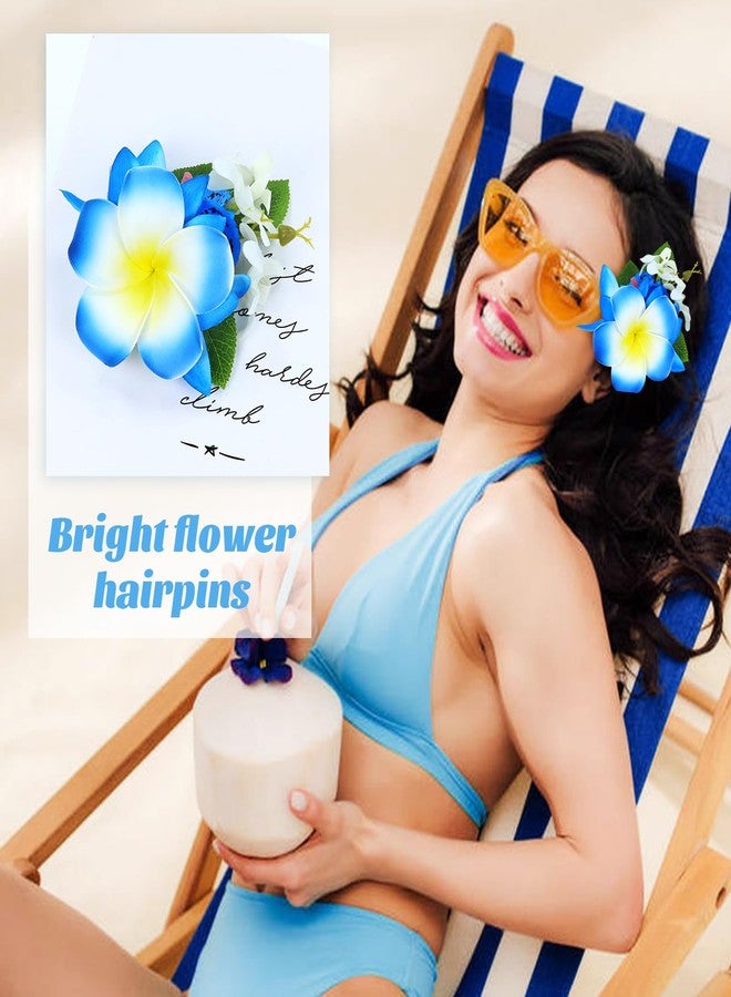 Cinaci 6 Pieces Hawaiian Beach Artificial Tropical Plumeria Flower Alligator Hair Clips Barrettes Hairpins Accessories for Women Girls (Multicolor S1) - Image 5