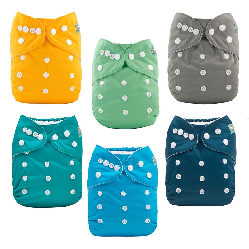 ALVA 6 Pack Cloth Diaper with 12 Inserts One Size Adjustable Washable Reusable Diaper Cover for Baby Girls and Boys - Image 3