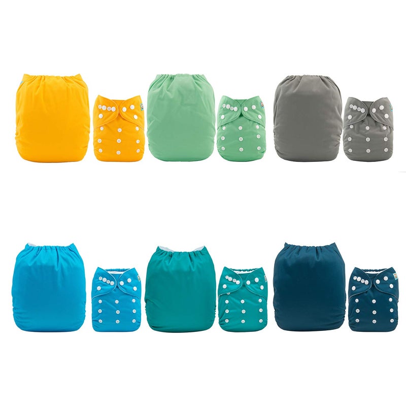 ALVA 6 Pack Cloth Diaper with 12 Inserts One Size Adjustable Washable Reusable Diaper Cover for Baby Girls and Boys - Image 2
