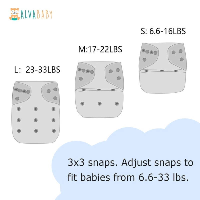ALVA 6 Pack Cloth Diaper with 12 Inserts One Size Adjustable Washable Reusable Diaper Cover for Baby Girls and Boys - Image 5