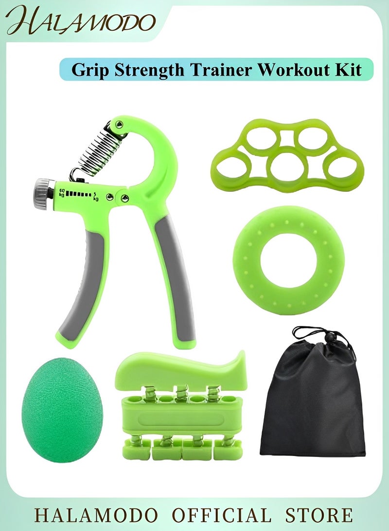 هالامودو مجموعة تمرينات تقوية قبضة اليد مع قبضة يد قابلة للتعديل وقبضة ساعد وقبضة يد مقاومة قابلة للتعديل ومشد للأصابع وحلقة قبضة وكرة قبضة لتخفيف التوتر - Image 1
