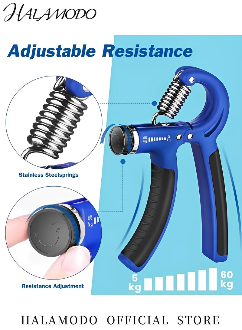 هالامودو مجموعة تمرينات تقوية قبضة اليد مع قبضة يد قابلة للتعديل وقبضة ساعد وقبضة يد مقاومة قابلة للتعديل ومشد للأصابع وحلقة قبضة وكرة قبضة لتخفيف التوتر - Image 2