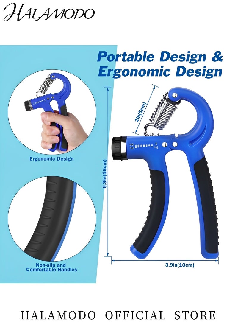 هالامودو مجموعة تمرينات تقوية قبضة اليد مع قبضة يد قابلة للتعديل وقبضة ساعد وقبضة يد مقاومة قابلة للتعديل ومشد للأصابع وحلقة قبضة وكرة قبضة لتخفيف التوتر - Image 3